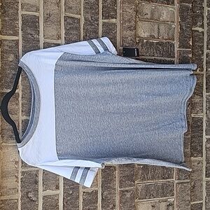 NWT Torrid Super Soft Slub Boat Neck Elbow Sleeve Varsity Tee Size 2 Heather